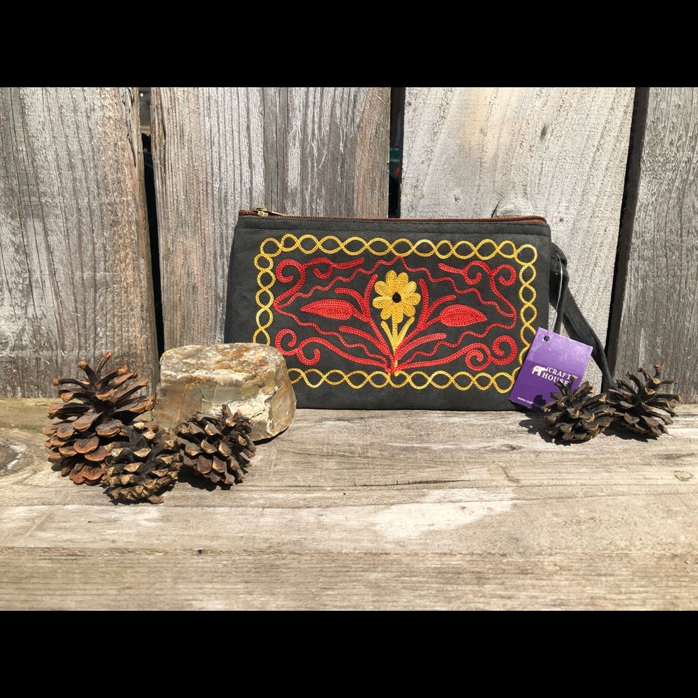 Clutch Suede Purse Craft House Made in India